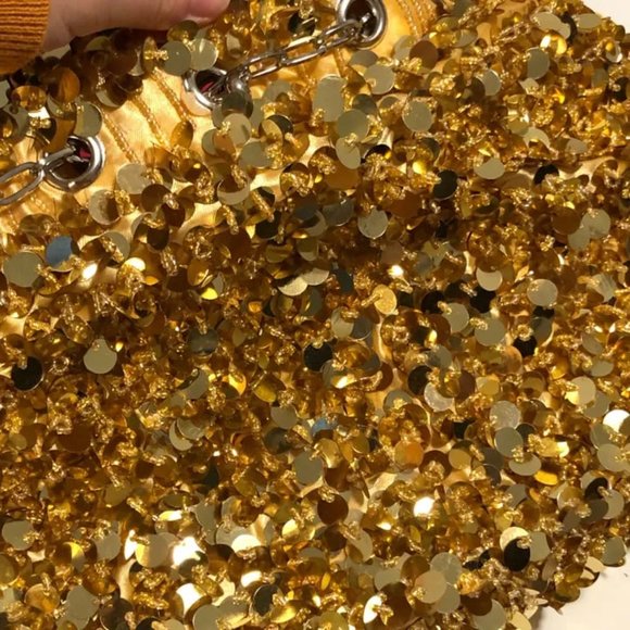 NWT Y2K Gold Sequins Tote Bag - Picture 7 of 10